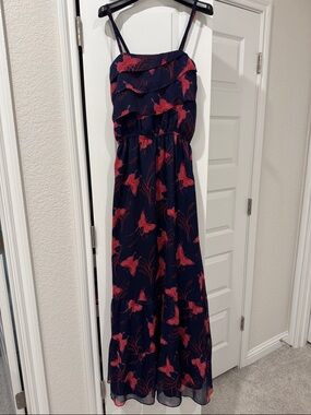 Express Navy Maxi Dress with Pink Floral Print